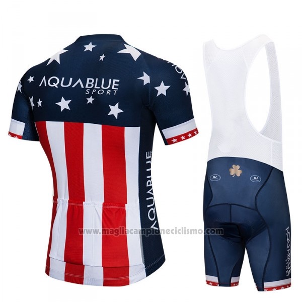 2018 Abbigliamento Ciclismo Aqua Blue Sport Campione USA Manica Corta e Salopette